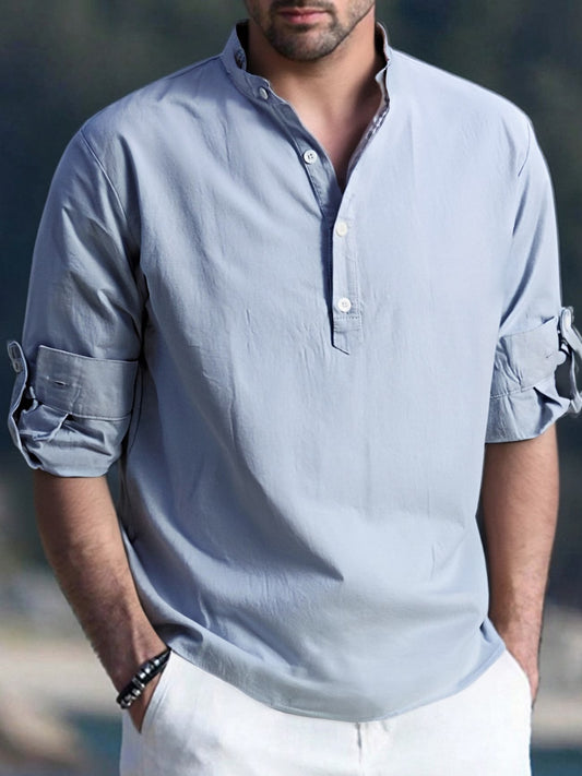 Men's Linen Look Long Sleeve