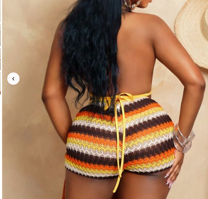 Back Less Chest Cross Strap Short Tank Top+Slimming Ultra Mini Shorts