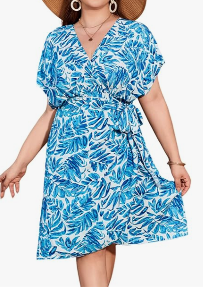 Short Dress Leaf Allover Print