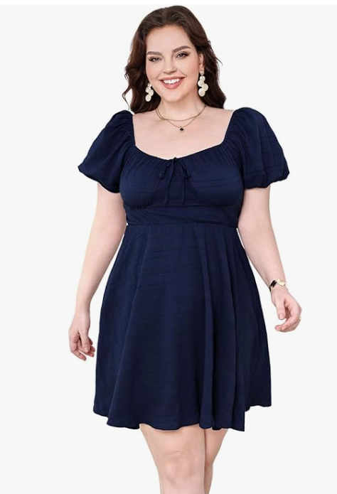 Women's Summer Mini Dress Ruffle Flutter Sleeve A Line Crew Neck Short Dresses