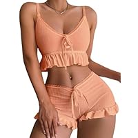 Women's V Neck Casual Cami Top Short Lounge Sets