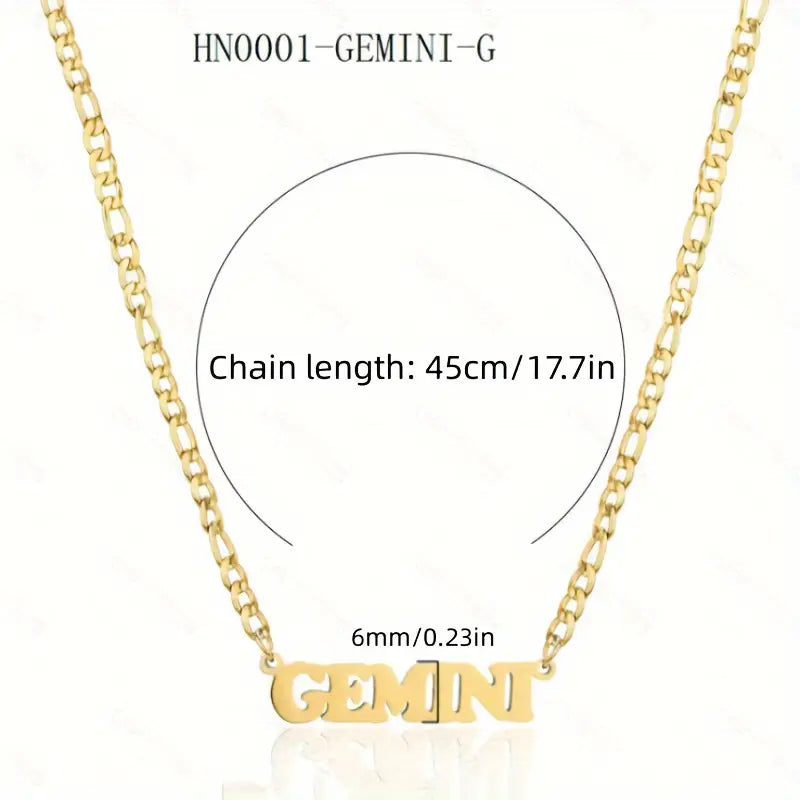 Minimalist 202 Stainless Steel Zodiac Alphabet Sweater Chain