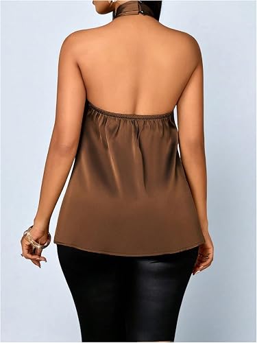 Women's Halter Tops Y2k Open Back Sleeveless Asymmetrical Going Out Tank Tops