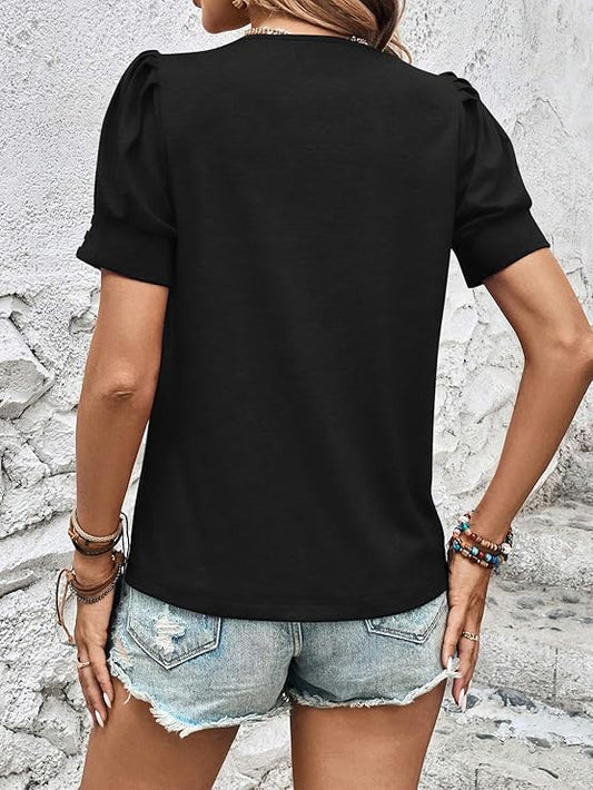 Women's Summer Tops 2025 Puff Short Sleeves Shirts