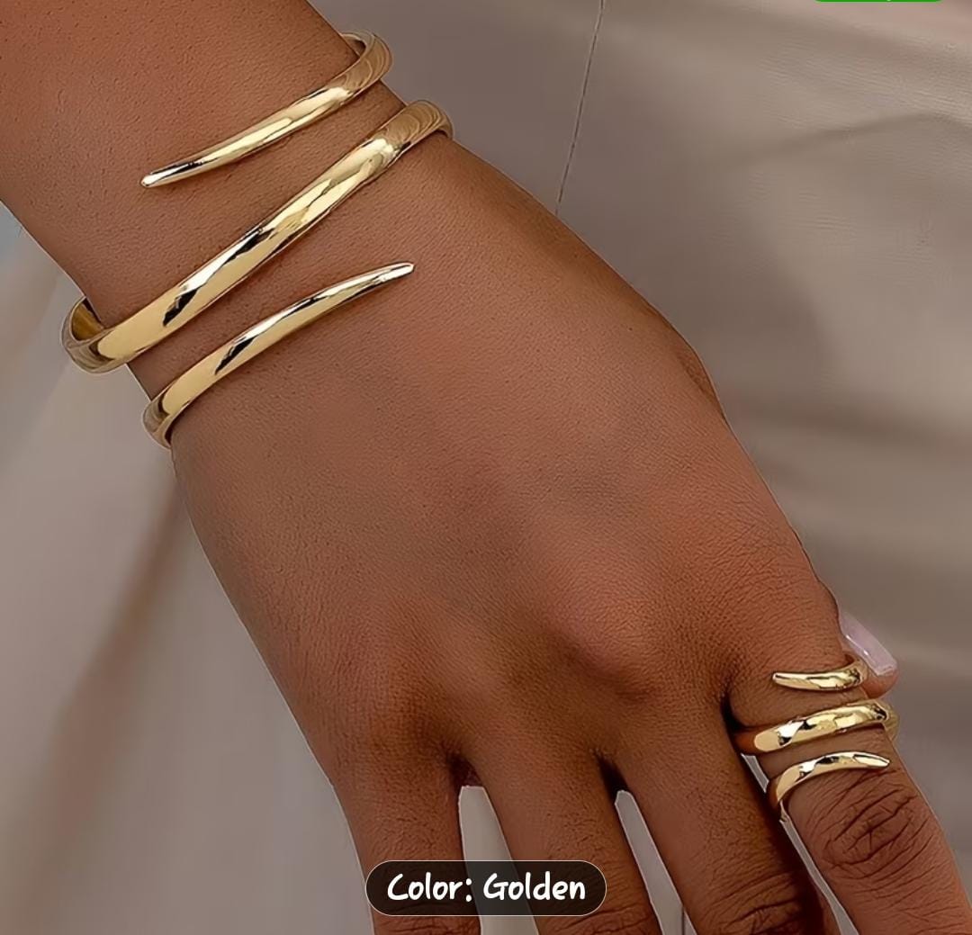 Geometric Bracelet & Ring Set