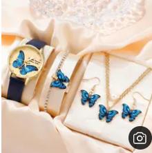 5PCS Women's Watch Set Fashion Trend Butterfly Element Dial Quartz Watch