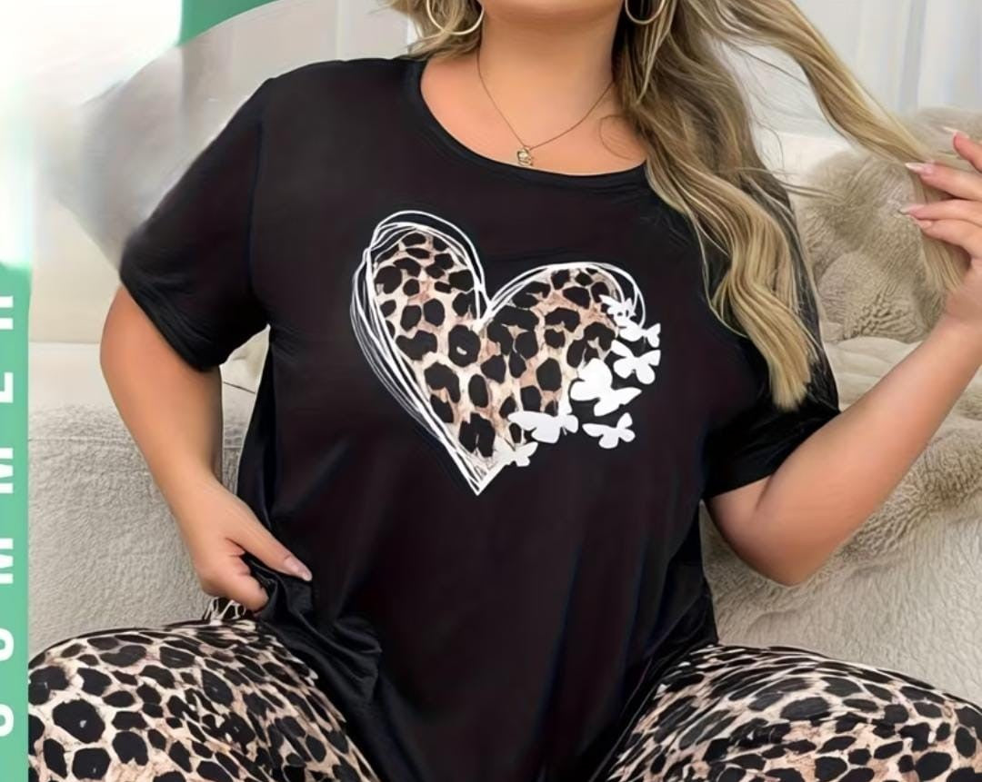 Leopard Heart Print T-Shirt