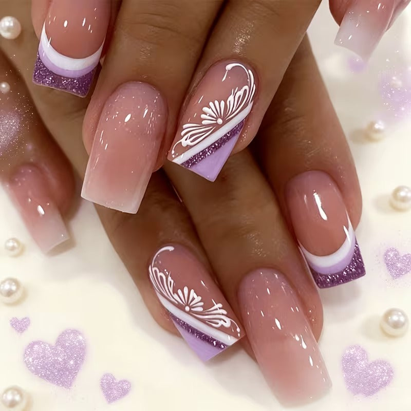 Press on Nails Purple French