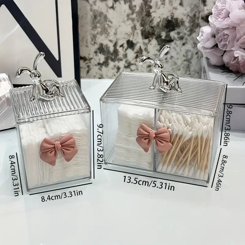 2-Grid Makeup Organizer with Rabbit Bow Lid