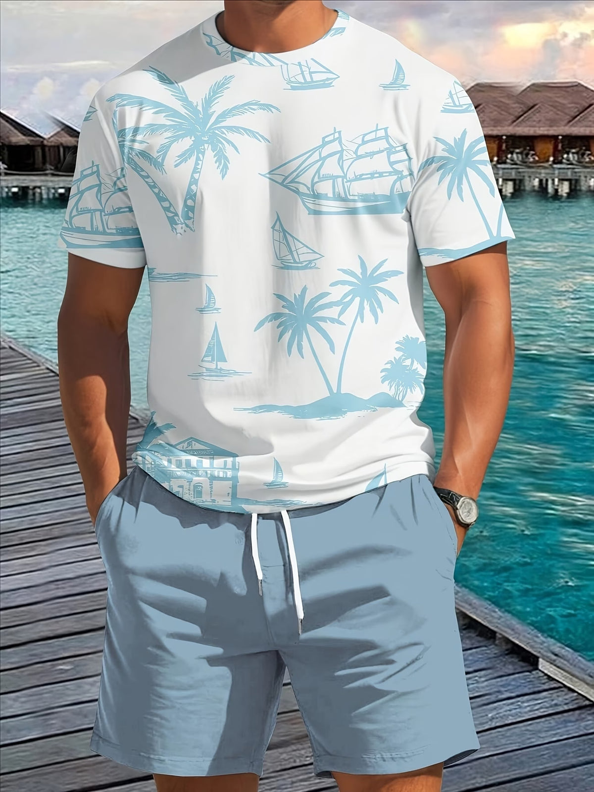 Men's palm Tree 2 Pc Set