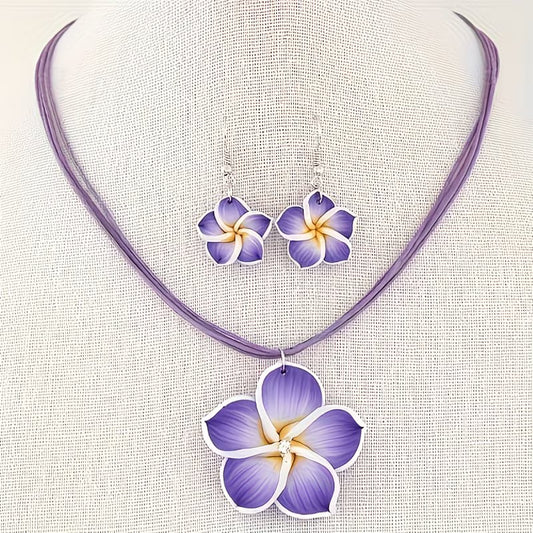 A Set of Sweet And Luxurious Flower-Themed Earrings And Necklace