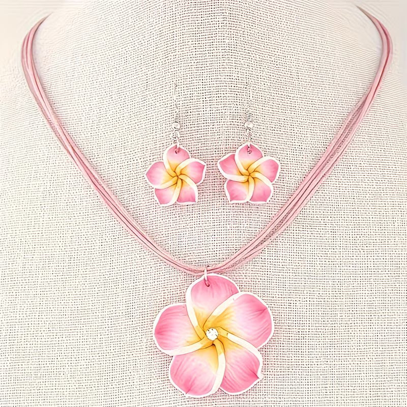A Set of Sweet And Luxurious Flower-Themed Earrings And Necklace