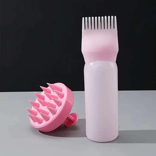 2-Pack Scalp Massage Hair Dye Applicator Bottles with Silicone Brush Heads