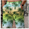 Men's Summer Casual Beach Shorts with Coconut Tree Print