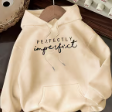Women's Beige Oversized Hoodie with "Perfectly Imperfect" Back Print -