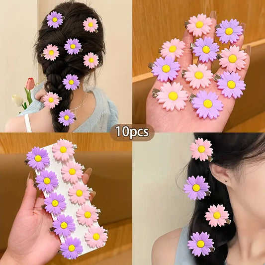Colorful Random Flower Hairpins 10 Pcs