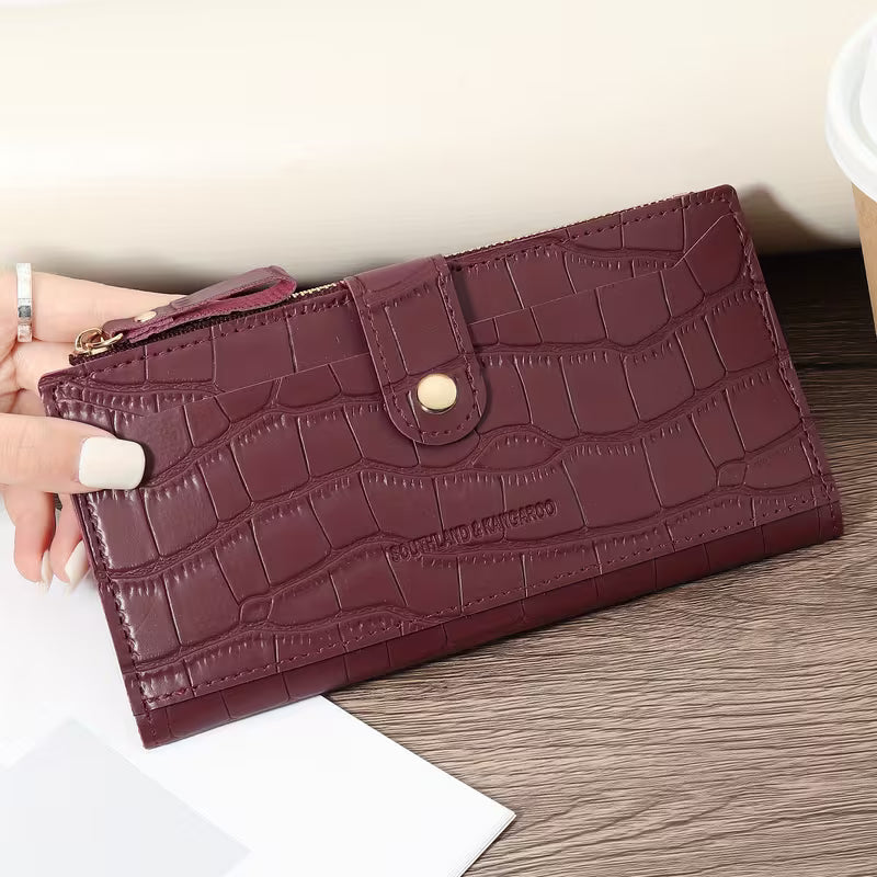 New Double Fold Women's Long Zipper Wallet