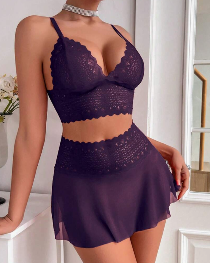 Women Lace & Mesh Wireless Set