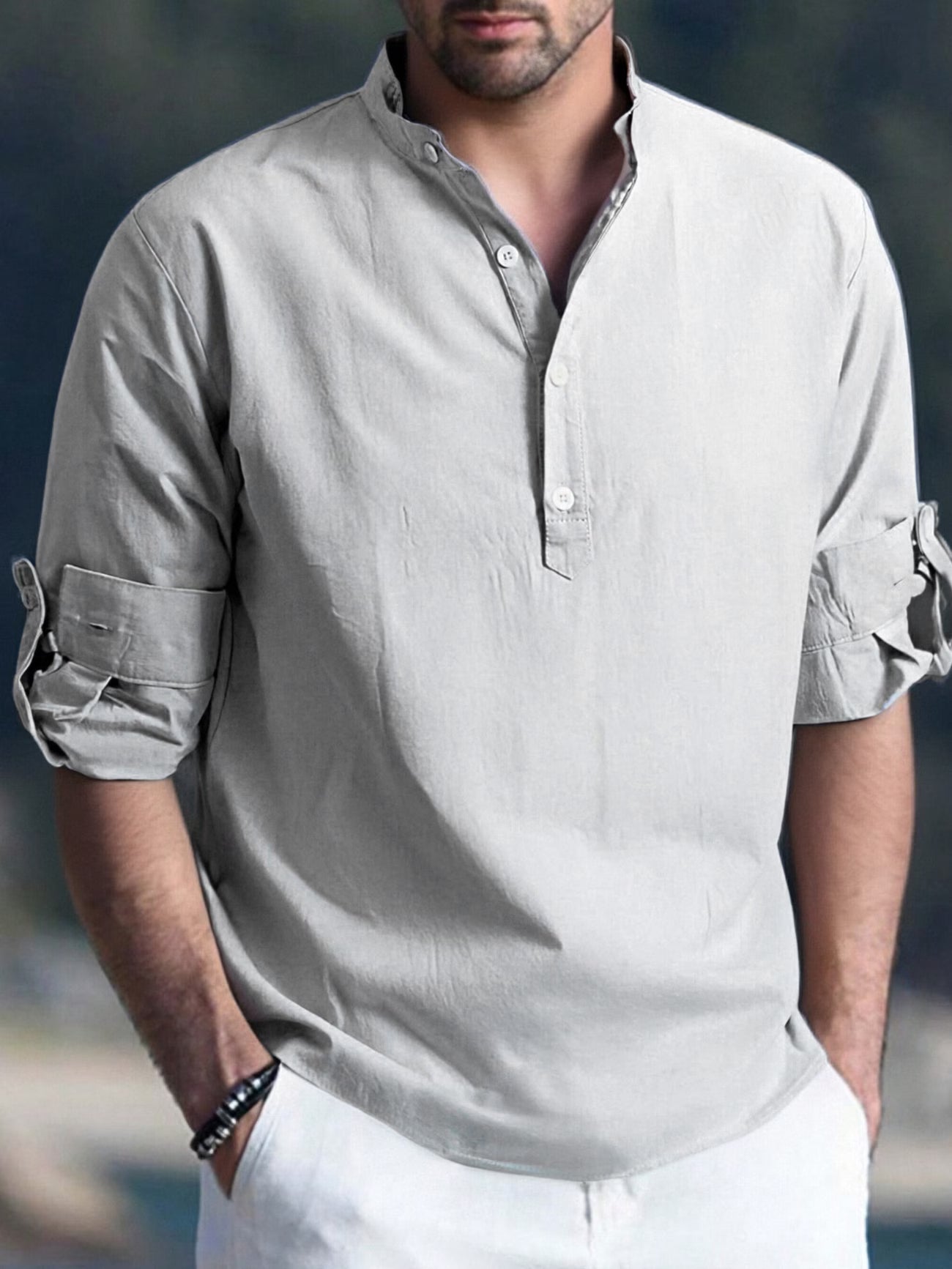 Men's Linen Look Long Sleeve