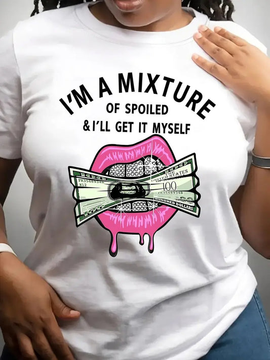 Women's Playful Money & Lips Graphic Tshirt