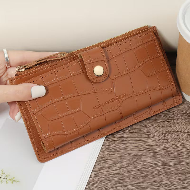 New Double Fold Women's Long Zipper Wallet