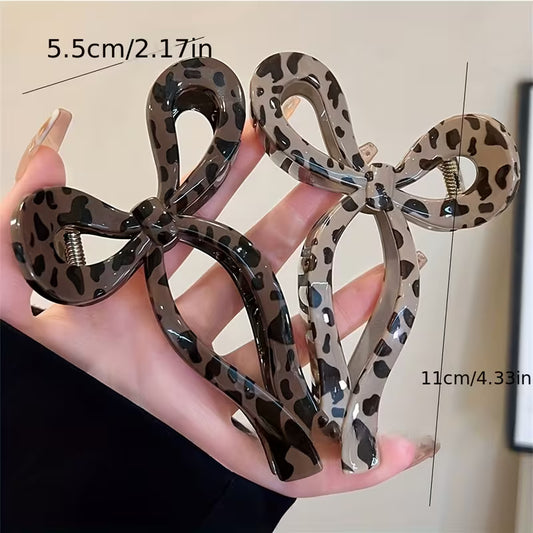 Leopard Print Bow Clips (2 Piece)