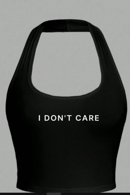 Slim-Fit Slogan Print Crop Top