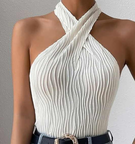 Women's Criss Cross Front Halter Top