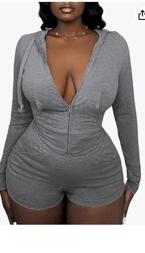 Women's 2 Piece Tracksuit Zip Up Long Sleeve Drawstring Hoodie and Shorts