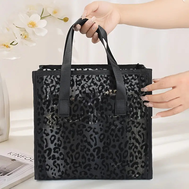 Black Leopard Print Tote Bag