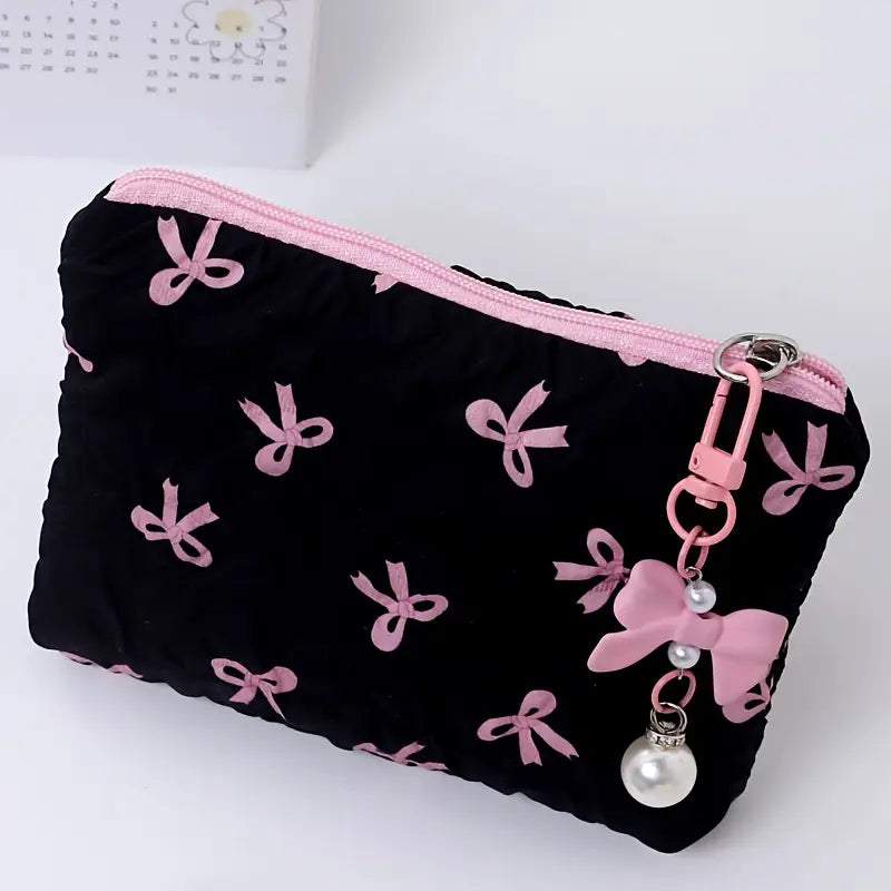 Chic Floral & Bow Makeup Bag