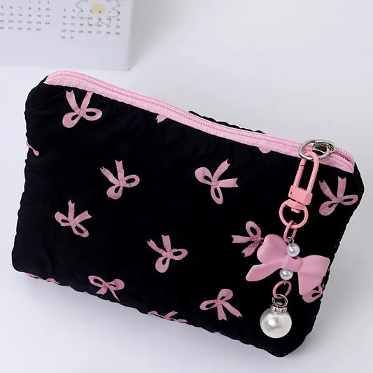Chic Floral & Bow Makeup Bag