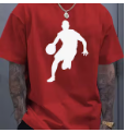 180g Single-Sided Printed Crew Neck Short Sleeve-Shirt, Basketball Pattern