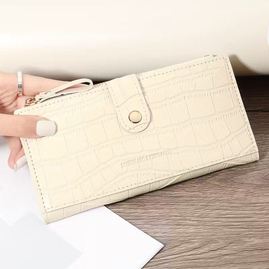 New Double Fold Women's Long Zipper Wallet