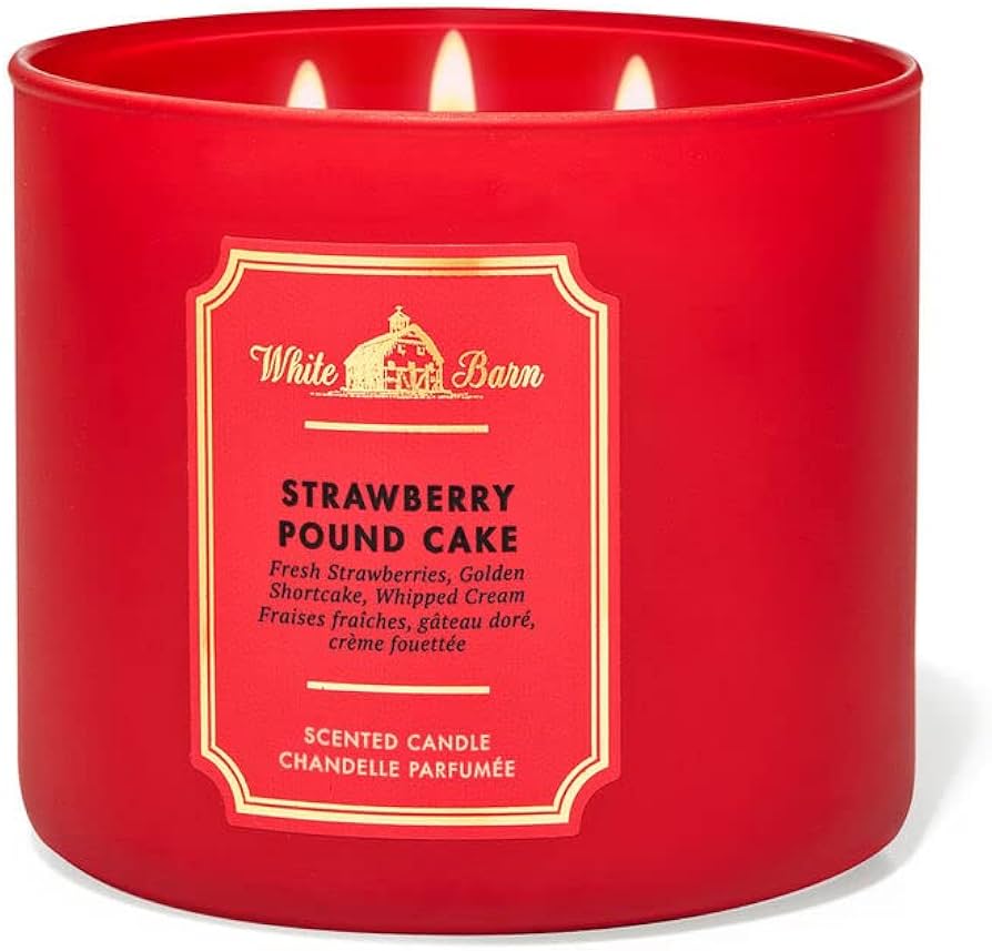 B&BW Strawberry Pound Cake Three Wick Candle