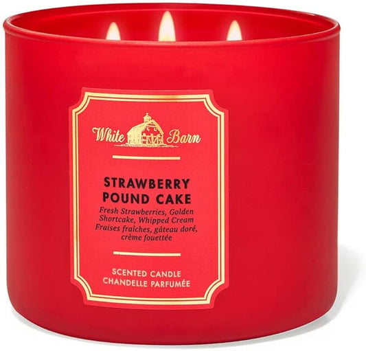 B&BW Strawberry Pound Cake Three Wick Candle