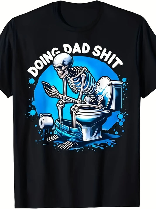 Doing Dad Shit Skull Print Cotton T-Shirt