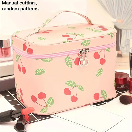 Cosmetic Bag with Handle Cherry Print