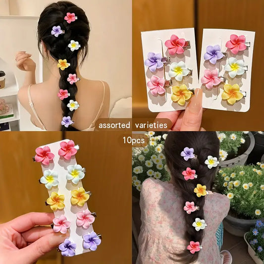 Colorful Random Flower Hairpins 10 Pcs