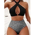 Women's Polka Dots Bikini Set Halter High Waisted Bathing Suits 2 Piece Swimsuit
