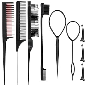 Slick Back Hair Brush 4 Pcs with 3pcs Hair Clips