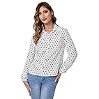 Women's Polka Dots Button Down Long Sleeve Blouse Shirt