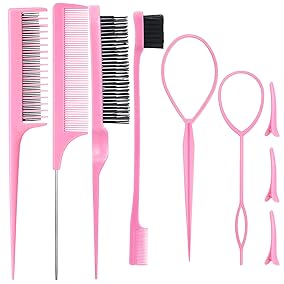 Slick Back Hair Brush 4 Pcs with 3pcs Hair Clips