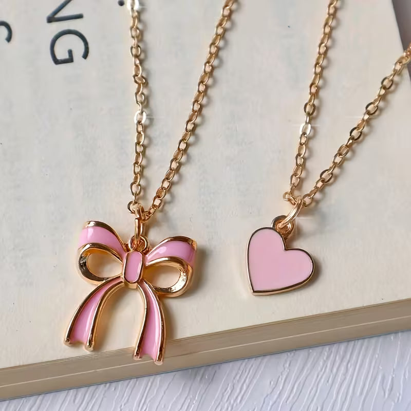 Bow & Heart Necklace set