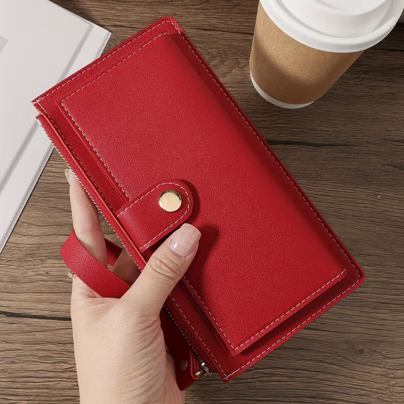 New Double Fold Women's Long Zipper Wallet