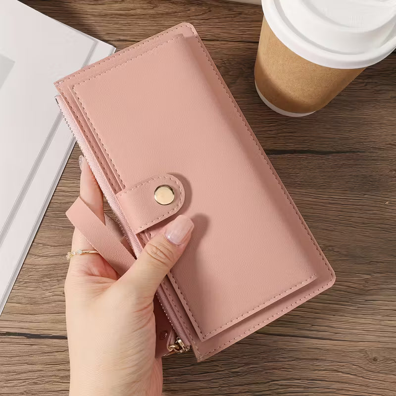 New Double Fold Women's Long Zipper Wallet