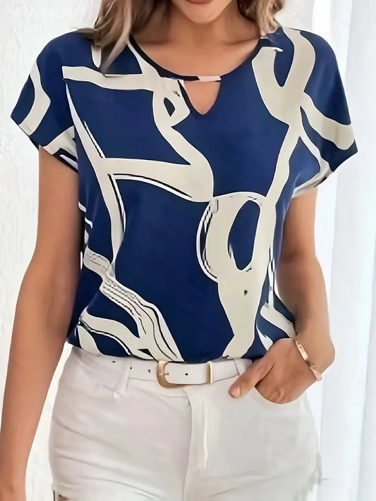 Abstract Blue & White Women's T-Shirt