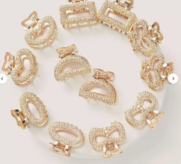 Asymmetrical Textured Alloy Hair Clips 12 pcs