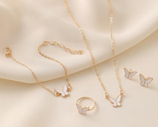 Women's Elegant Butterfly Pendant Necklace & Layered Chain Set