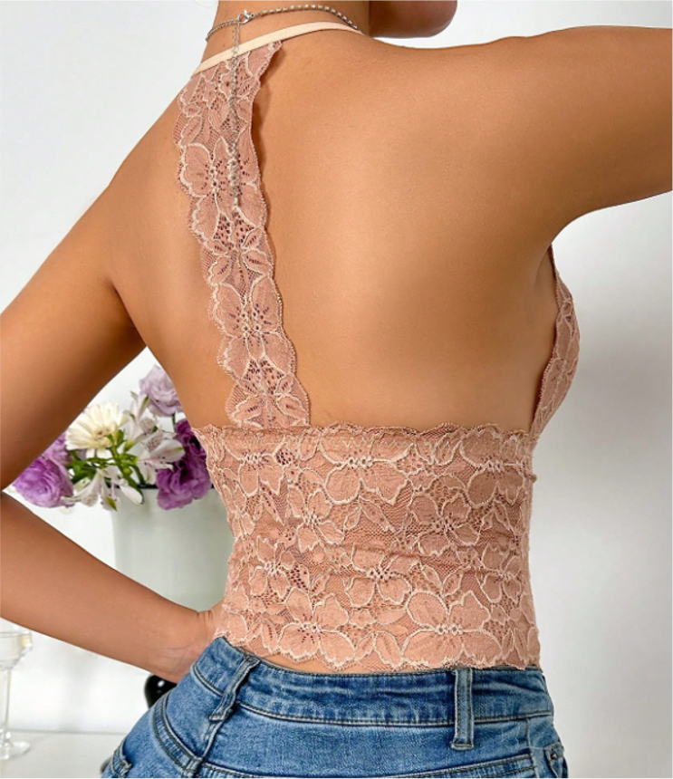 V-Neck Lace Halter Camisole